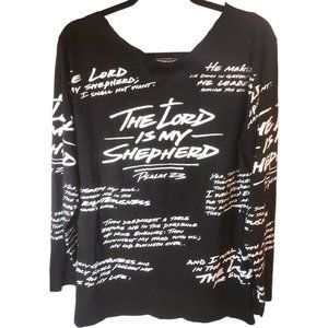 T.D. Jakes Psalm 23 All-Over Print Women's Lg Long-Sleeve T-Shirt Cut Out Neck
